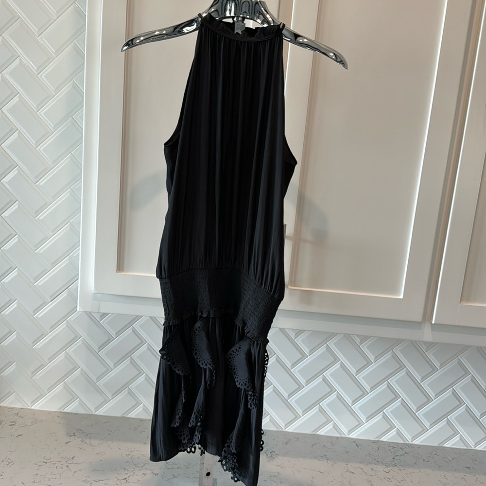 LIKE NEW RAMY BROOKE SMOCKED MINI DRESS WITH EUELET RUFFLES SIZE XS
